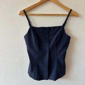 Cisa Corset Tank Top Womens Small Blue Button Front Peplum Y2K Whimsigoth Fairy